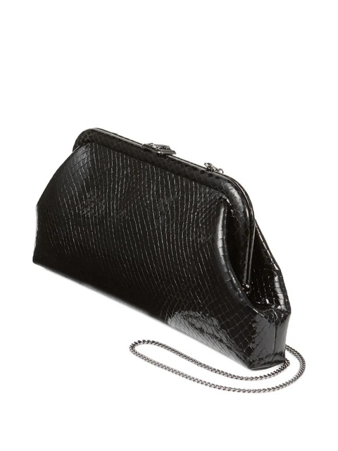 Jimmy Choo Skylar snake-printed leather clutch bag - Black - zdjęcie produktu nr 2