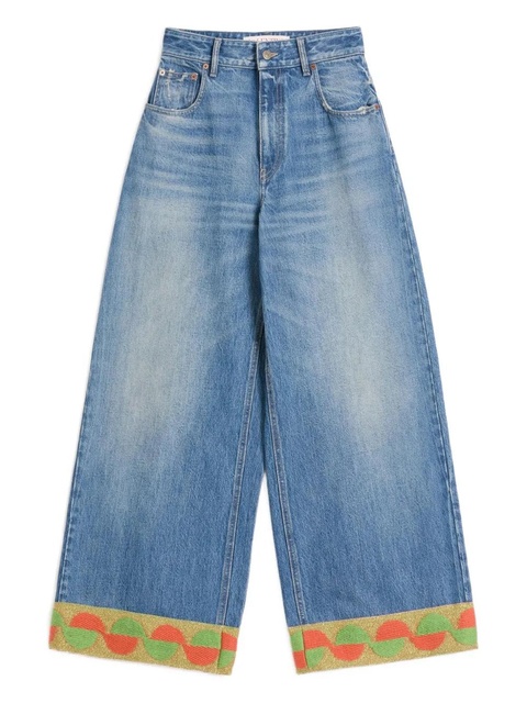 Valentino Garavani jacquard-trim jeans - Blue - zdjęcie produktu nr 1