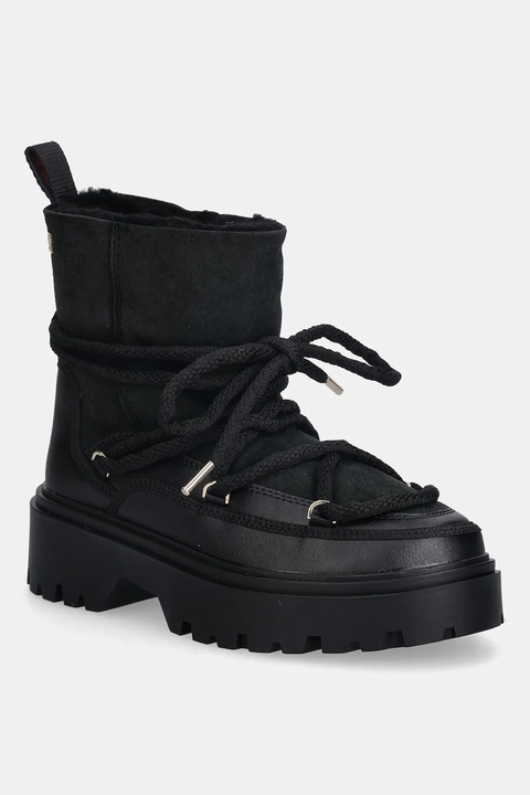 Tommy Hilfiger śniegowce REAL SHEARLING LACEUP damskie kolor czarny FW0FW08996 - zdjęcie produktu nr 1