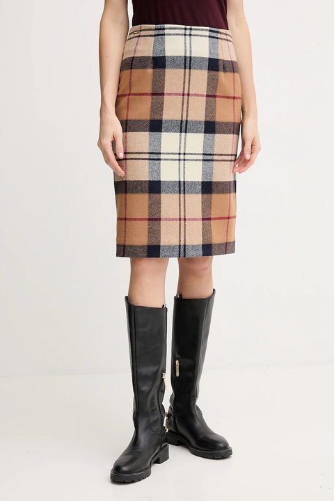 Barbour spódnica wełniana ROSA kolor brązowy midi prosta LSK0064 - zdjęcie produktu nr 1