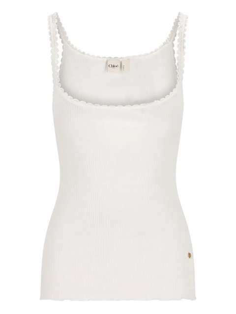 Chloé scallop-trim tank top - White - zdjęcie produktu nr 1