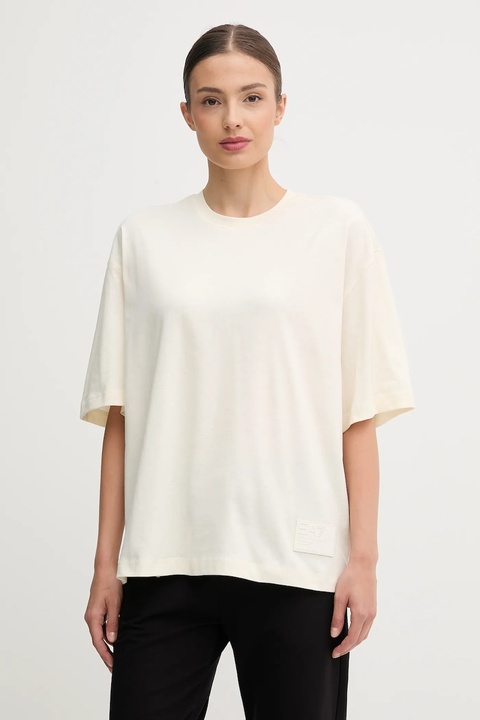 EA7 Emporio Armani t-shirt bawełniany damski kolor beżowy AF13741.7X000128 - zdjęcie produktu nr 1