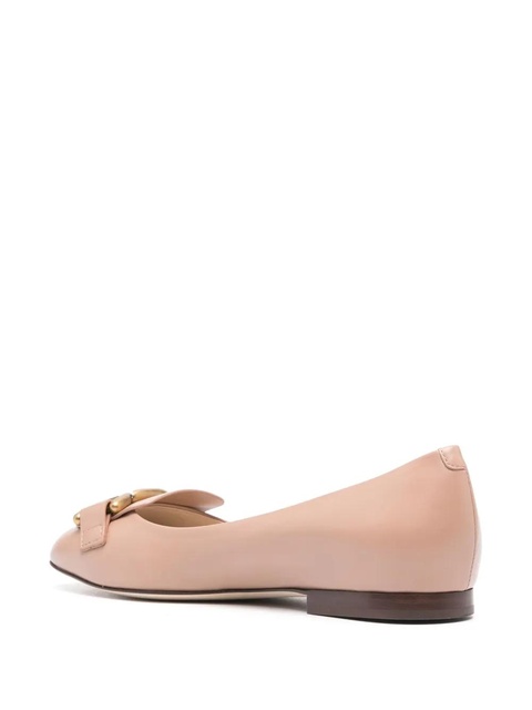 Tod's chain-embellished leather ballerina shoes - Pink - zdjęcie produktu nr 2