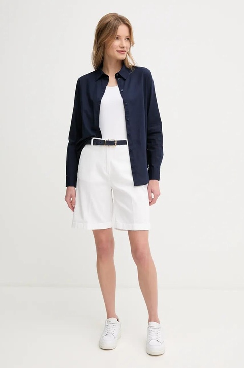 United Colors of Benetton szorty damskie kolor biały gładkie high waist 4CDRD901W - zdjęcie produktu nr 2