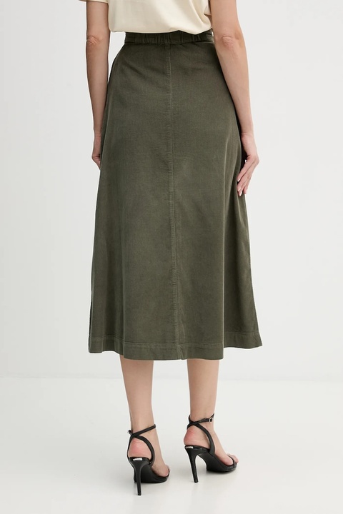 United Colors of Benetton spódnica bawełniana kolor zielony midi rozkloszowana 494BD0058 - zdjęcie produktu nr 2