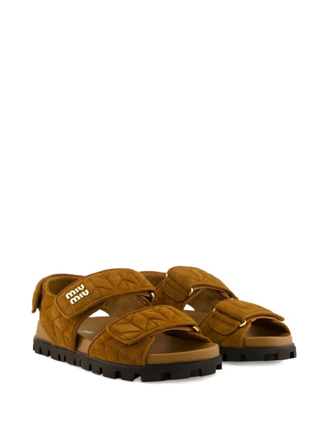 Miu Miu Sporty quilted double-strap sandals - Brown - zdjęcie produktu nr 2