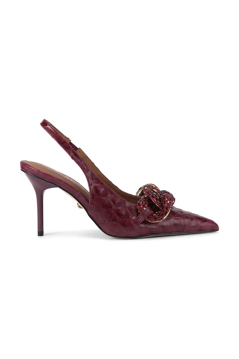 Kurt Geiger London szpilki skórzane Crystal Chain Slingback kolor czerwony 4986554719 - zdjęcie produktu nr 1