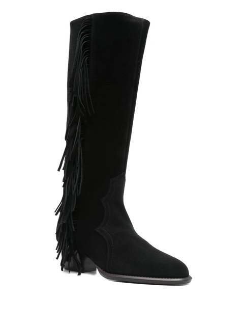 Maje 50mm fringed suede cowboy boots - Black - zdjęcie produktu nr 1