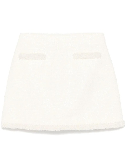Self-Portrait bouclé pearl-trim mini skirt - Neutrals - zdjęcie produktu nr 1