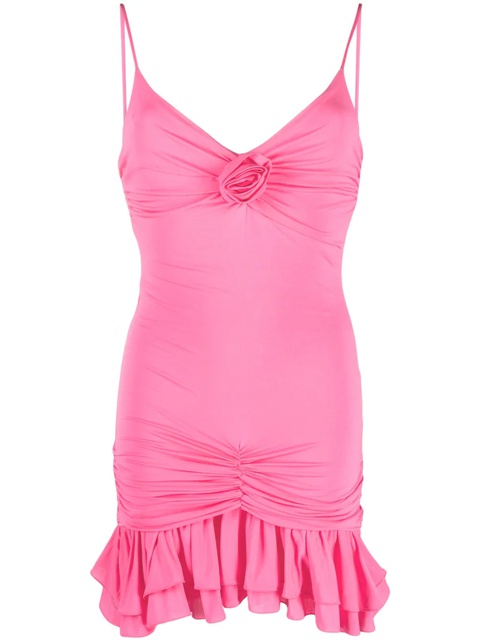 Blumarine floral-appliqué ruffled minidress - Pink - zdjęcie produktu nr 1