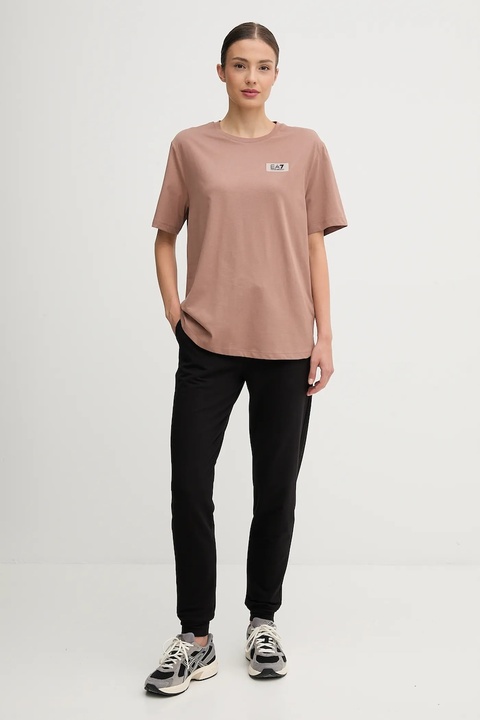 EA7 Emporio Armani t-shirt bawełniany damski kolor brązowy AF12503.7W000407 - zdjęcie produktu nr 1
