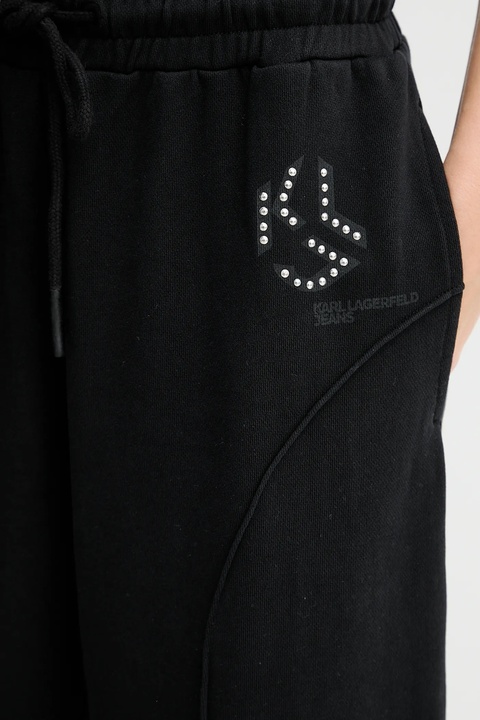 Karl Lagerfeld Jeans spodnie dresowe bawełniane damskie kolor czarny z aplikacją A4W10080 - zdjęcie produktu nr 2