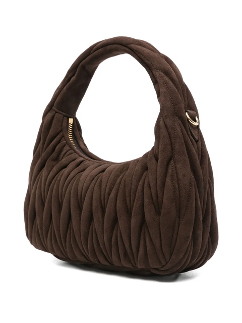 Miu Miu Wander matelassé suede tote bag - Brown - zdjęcie produktu nr 2