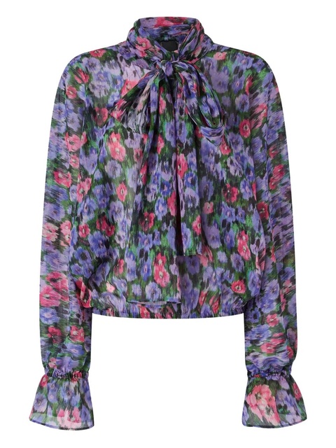 PINKO floral-print tie-neck blouse - Purple - zdjęcie produktu nr 1