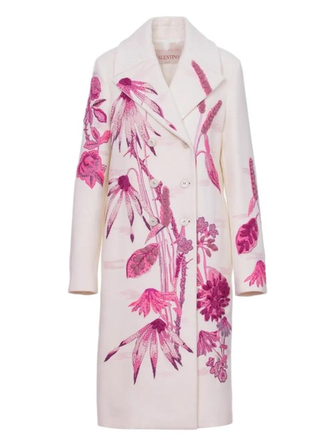 Valentino Garavani floral-embroidered double-breasted coat - White - zdjęcie produktu nr 1