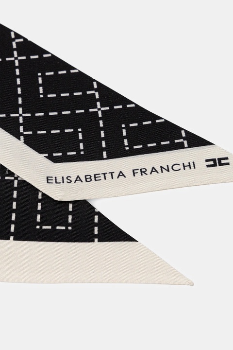 Elisabetta Franchi apaszka jedwabna damski kolor czarny wzorzysty FO10F56E2 - zdjęcie produktu nr 2