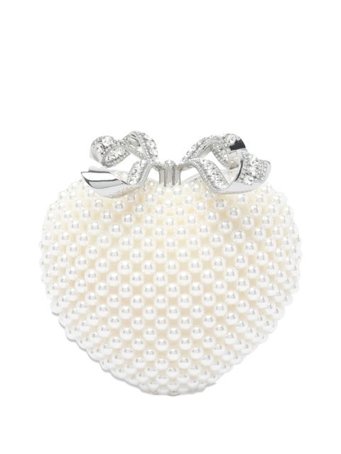 Self-Portrait Pearl Heart clutch bag - White - zdjęcie produktu nr 1