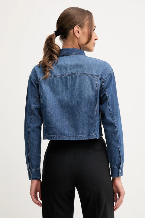 United Colors of Benetton koszula bawełniana jeansowa damska kolor niebieski relaxed z kołnierzykiem klasycznym 528SDQ0C7 - zdjęcie produktu nr 2