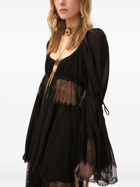 Chloé scoop-neck puff-sleeve blouse - Black - zdjęcie produktu nr 2