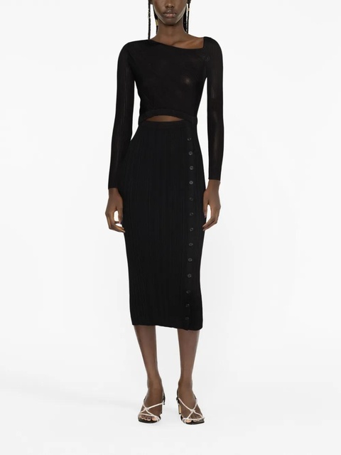 Self-Portrait cut-out detail ribbed-knit midi dress - Black - zdjęcie produktu nr 2
