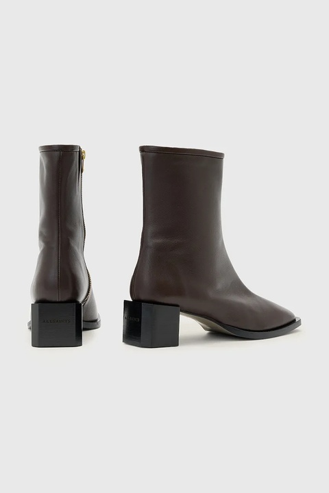 AllSaints botki skórzane Avril Boot damskie kolor brązowy na słupku W096FC - zdjęcie produktu nr 2