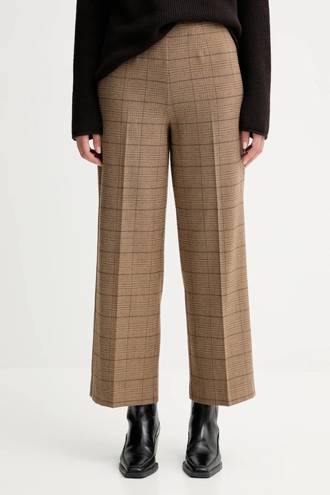 Marc O'Polo spodnie damskie kolor brązowy szerokie high waist 508026210423 - zdjęcie produktu nr 1