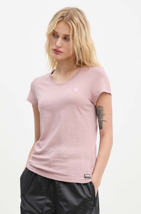 G-Star Raw t-shirt bawełniany damski kolor różowy D24533-4107 - zdjęcie produktu nr 1