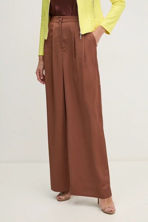 Joseph Ribkoff spodnie damskie kolor brązowy szerokie high waist 244035 - zdjęcie produktu nr 1