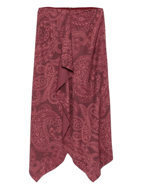 ETRO paisley-print ruffled skirt - Red - zdjęcie produktu nr 1