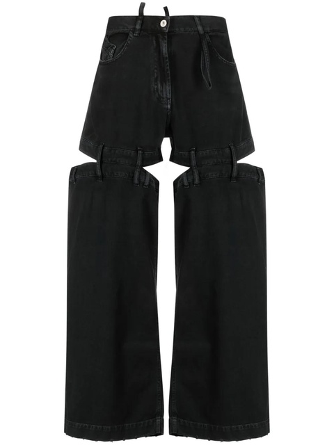 The Attico cut-out wide-leg jeans - Black - zdjęcie produktu nr 1