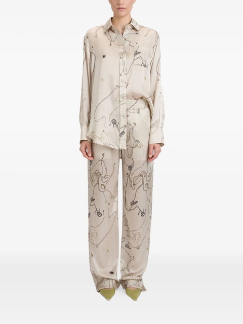 Victoria Beckham jewellery-print silk pajama pants - Neutrals - zdjęcie produktu nr 2