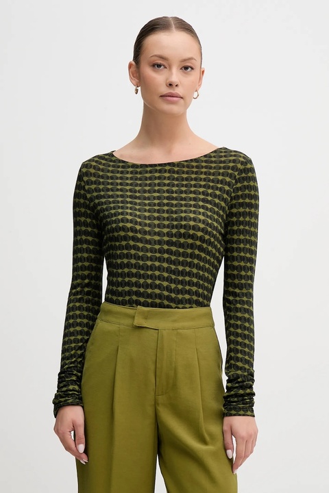 United Colors of Benetton longsleeve z dodatkiem wełny kolor zielony 328PD109Y - zdjęcie produktu nr 1