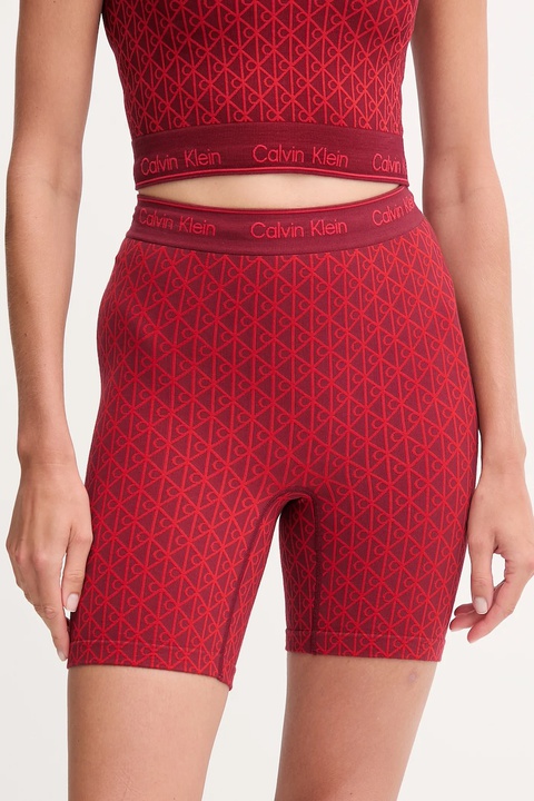 Calvin Klein Underwear szorty lounge damskie kolor bordowy wzorzyste high waist LV00QF8488 - zdjęcie produktu nr 1