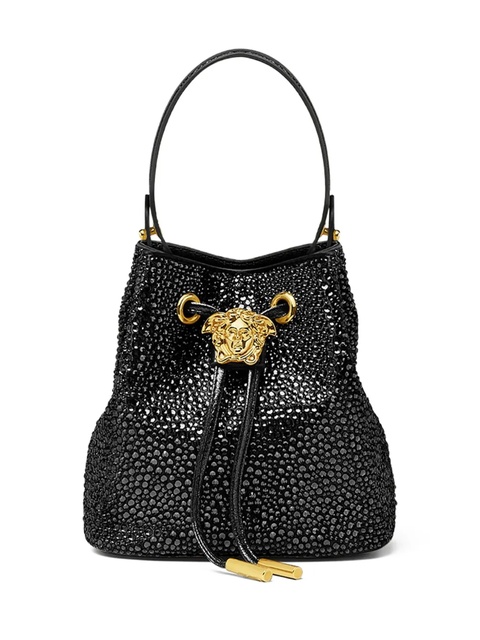Versace La Medusa crystal-embellished mini bucket bag - Black - zdjęcie produktu nr 1