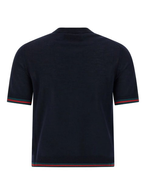 Gucci Web-Stripe-trimmed short-sleeve T-shirt - Blue - zdjęcie produktu nr 2
