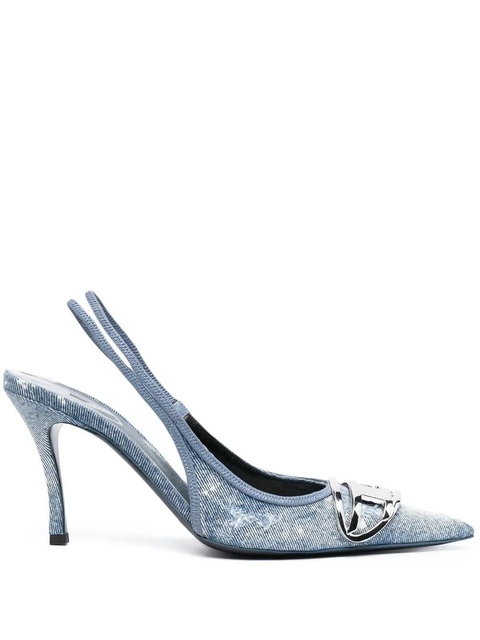 Diesel D-Venus 80mm denim slingback pumps - Blue - zdjęcie produktu nr 1