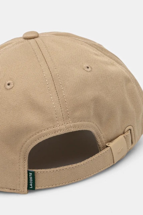 Lacoste czapka z daszkiem bawełniana kolor beżowy z aplikacją - zdjęcie produktu nr 2