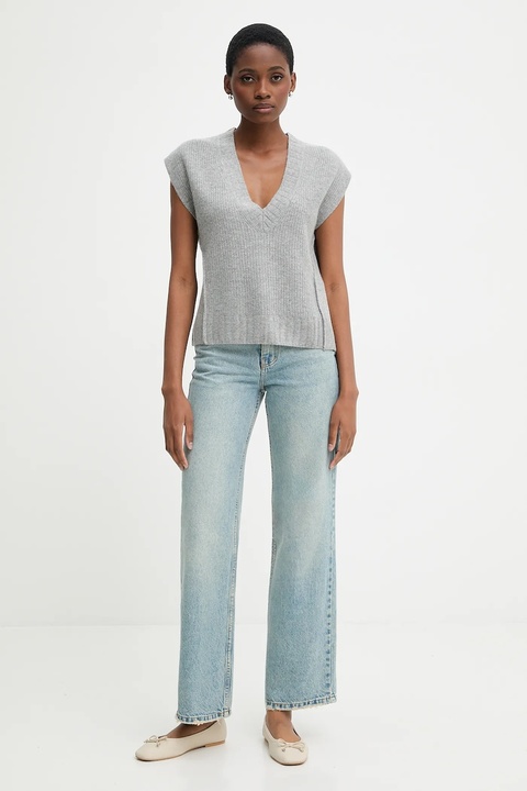 United Colors of Benetton kamizelka z dodatkiem wełny damski kolor szary 126WD4033 - zdjęcie produktu nr 2