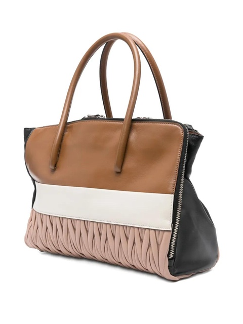 Miu Miu ruched logo-detail tote bag - Brown - zdjęcie produktu nr 2