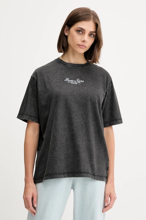 Guess Jeans t-shirt bawełniany damski kolor czarny W5YI25 K8HM0 - zdjęcie produktu nr 1