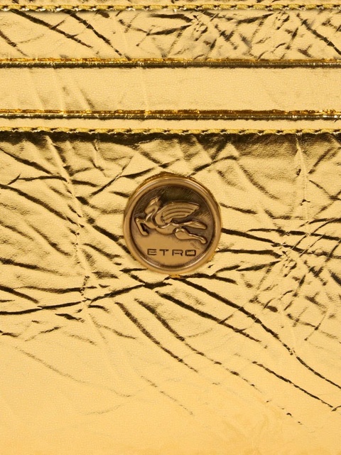 ETRO laminated leather card holder - Gold - zdjęcie produktu nr 1