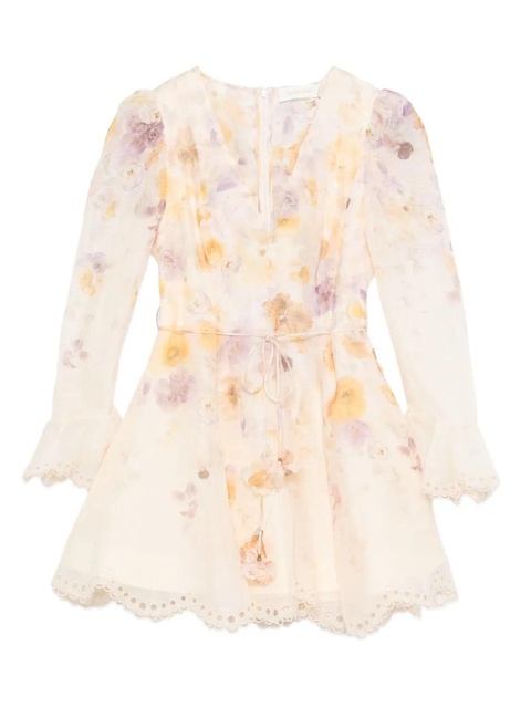ZIMMERMANN embroidered lace-trimmed mini dress - Neutrals - zdjęcie produktu nr 1