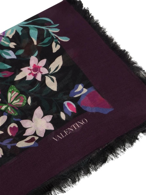 Valentino Garavani floral-print scarf - Purple - zdjęcie produktu nr 2