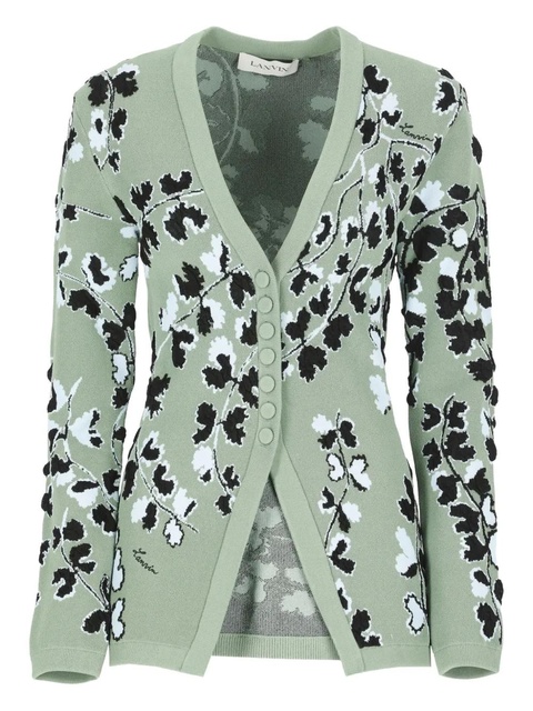 Lanvin floral-pattern buttoned cardigan - Green - zdjęcie produktu nr 1