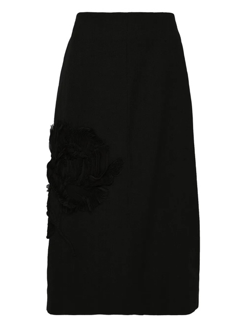 Jil Sander rose-applique midi skirt - Black - zdjęcie produktu nr 1