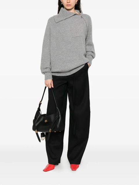 Sportmax asymmetrical-neck zip-front sweater - Grey - zdjęcie produktu nr 1