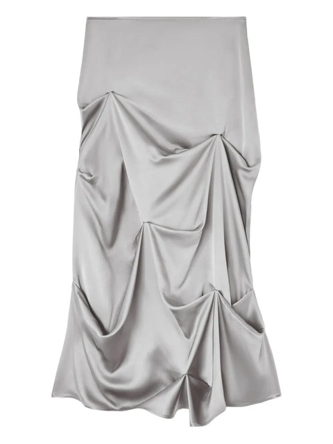 GANNI asymmetrical-hem draped midi skirt - Grey - zdjęcie produktu nr 1