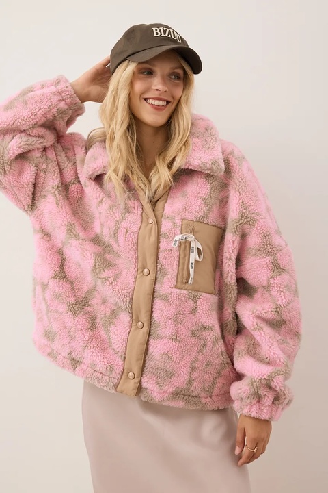 Bizuu kurtka TEDDY kolor różowy przejściowa TEDDY BEŻOWY - zdjęcie produktu nr 1