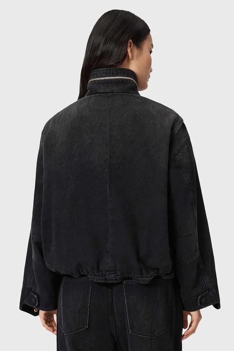 AllSaints kurtka jeansowa CLAY kolor czarny przejściowa W118OD - zdjęcie produktu nr 2
