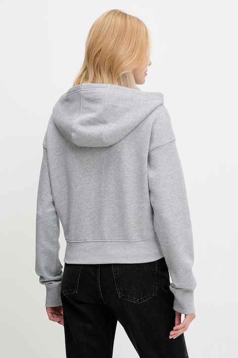 Tommy Jeans bluza bawełniana damska kolor szary z kapturem z aplikacją DW0DW21147 - zdjęcie produktu nr 2